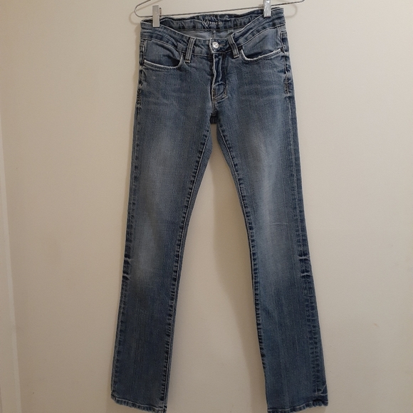 Bebe Distressed Straight Leg lLong Jeans - Picture 1 of 5